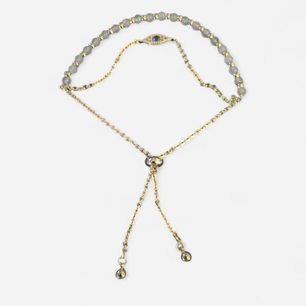 BaubleBar - Gold & silver beaded bracelet with eye charm - 6